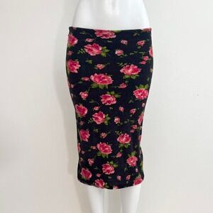 90s black velvet rose print maxi skirt whimsigoth
